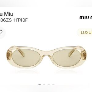 NWT. Miu Miu Transparent Sand Oval Sunglasses